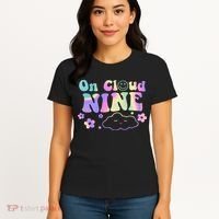On Cloud Nine Flower Happy 9th Birthday 9 Years Old Funny Women's T-Shirt thumb 4