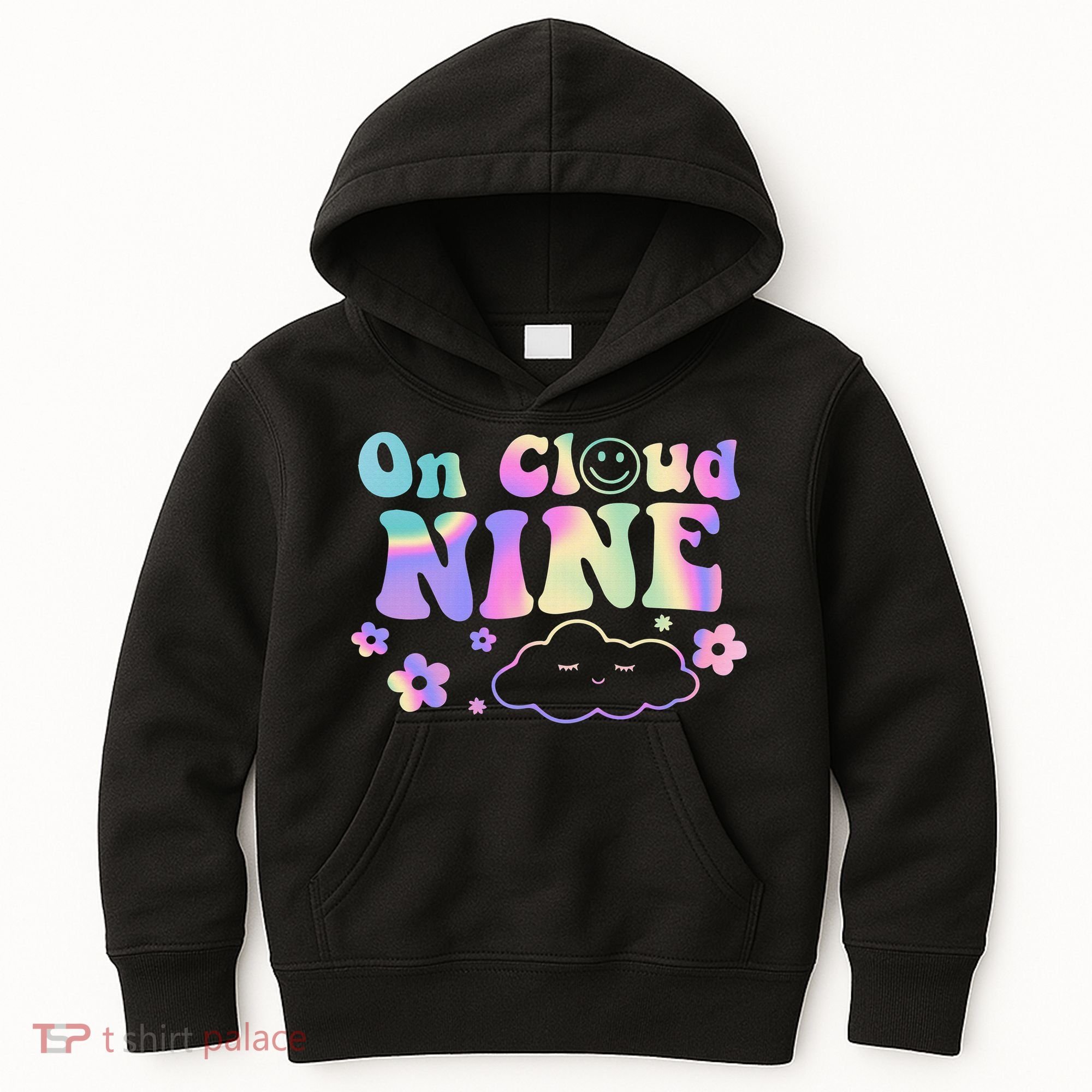 On Cloud Nine Flower Happy 9th Birthday 9 Years Old Funny Kids Hoodie