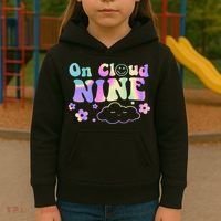 On Cloud Nine Flower Happy 9th Birthday 9 Years Old Funny Kids Hoodie thumb 3