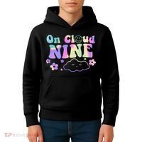 On Cloud Nine Flower Happy 9th Birthday 9 Years Old Funny Kids Hoodie thumb 4