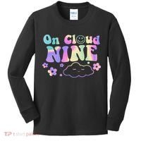 On Cloud Nine Flower Happy 9th Birthday 9 Years Old Funny Kids Long Sleeve Shirt thumb 0