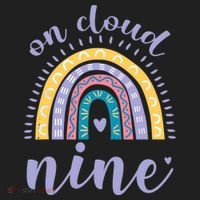 On Cloud Nine 9th Birthday 9 Years Old Rainbow Women's Sweatshirt thumb 2