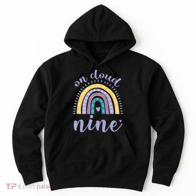 On Cloud Nine 9th Birthday 9 Years Old Rainbow Hoodie