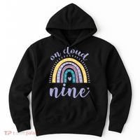 On Cloud Nine 9th Birthday 9 Years Old Rainbow Hoodie thumb 0
