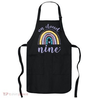 On Cloud Nine 9th Birthday 9 Years Old Rainbow Apron