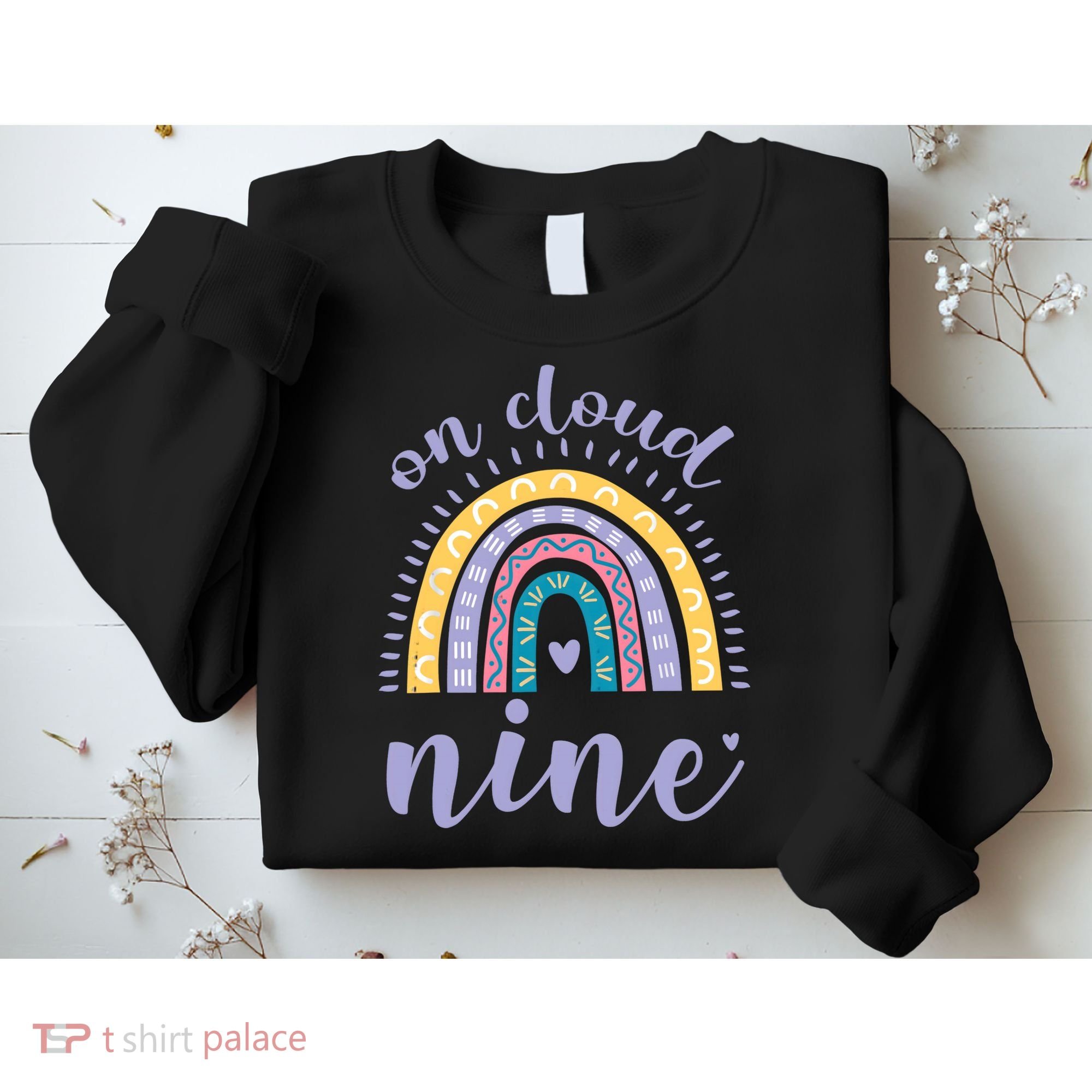 On Cloud Nine 9th Birthday 9 Years Old Rainbow Sweatshirt