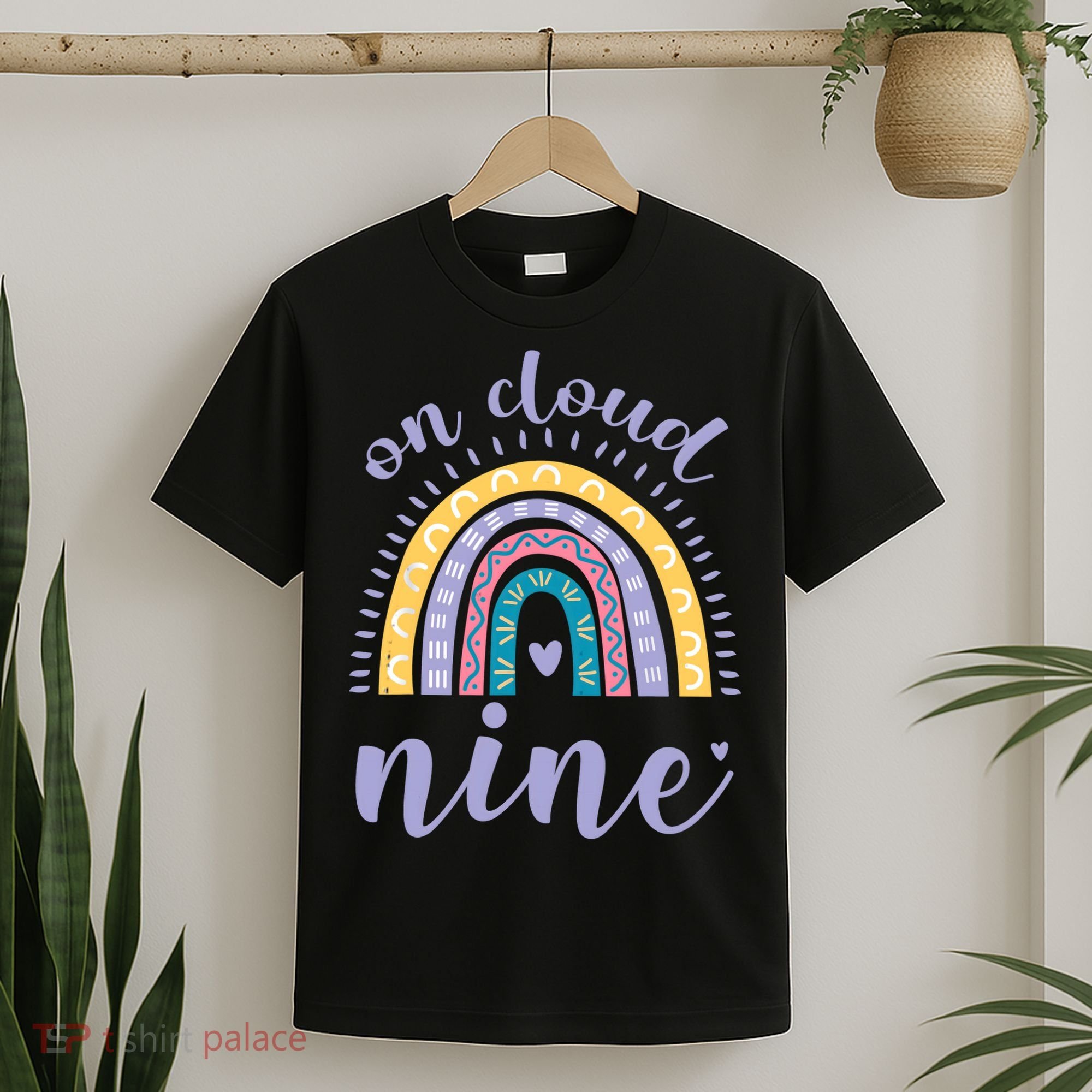On Cloud Nine 9th Birthday 9 Years Old Rainbow T-Shirt