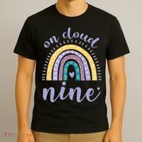 On Cloud Nine 9th Birthday 9 Years Old Rainbow T-Shirt thumb 3