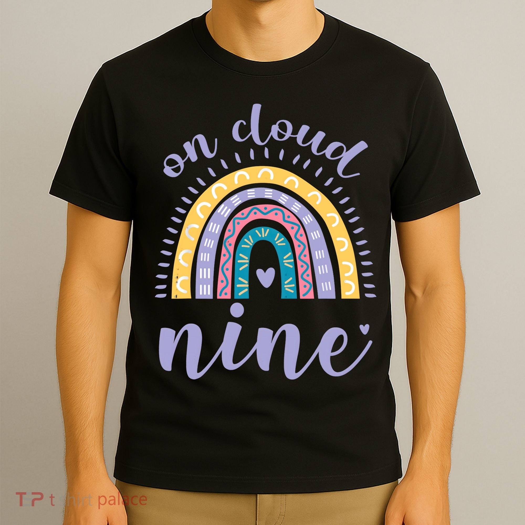 On Cloud Nine 9th Birthday 9 Years Old Rainbow T-Shirt