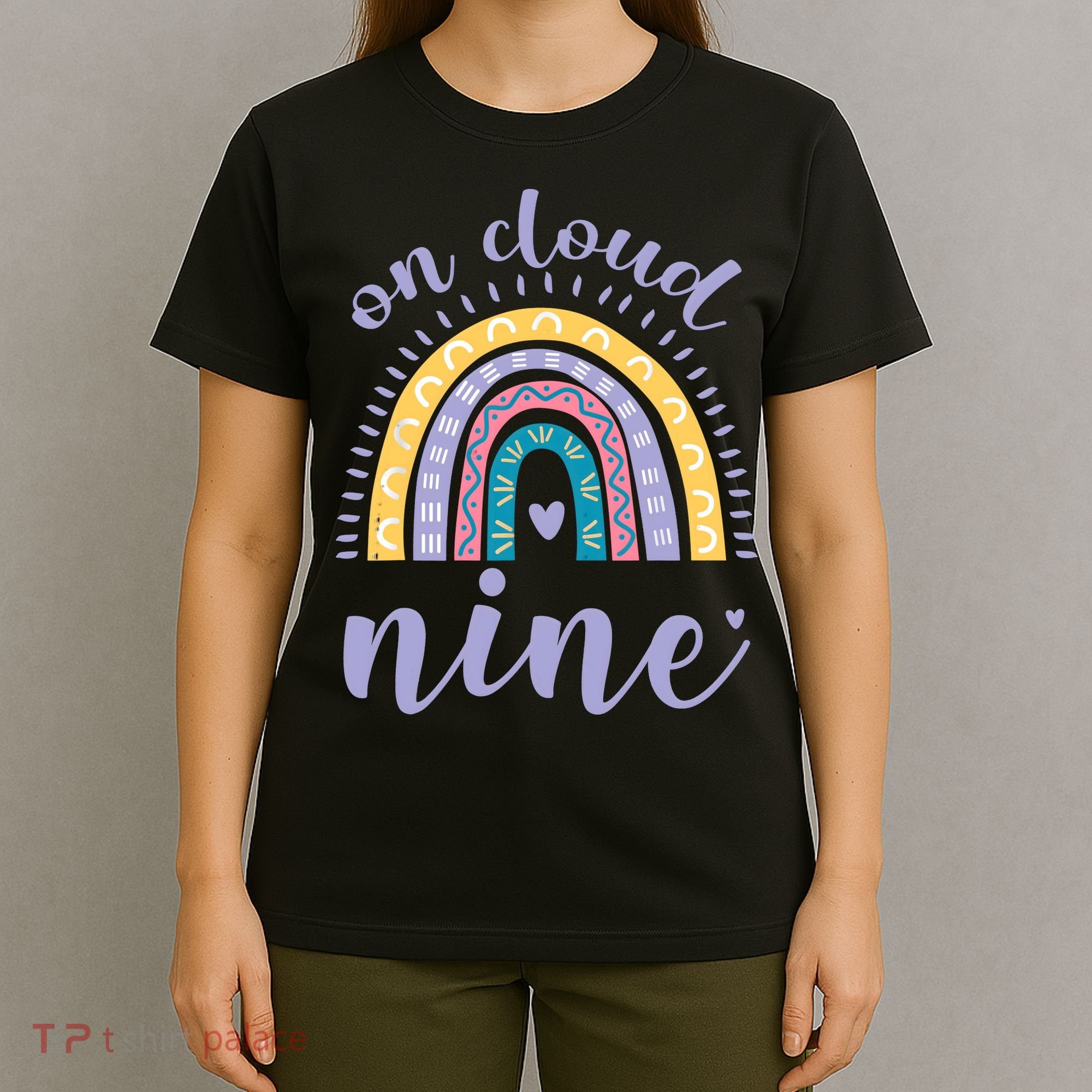 On Cloud Nine 9th Birthday 9 Years Old Rainbow T-Shirt