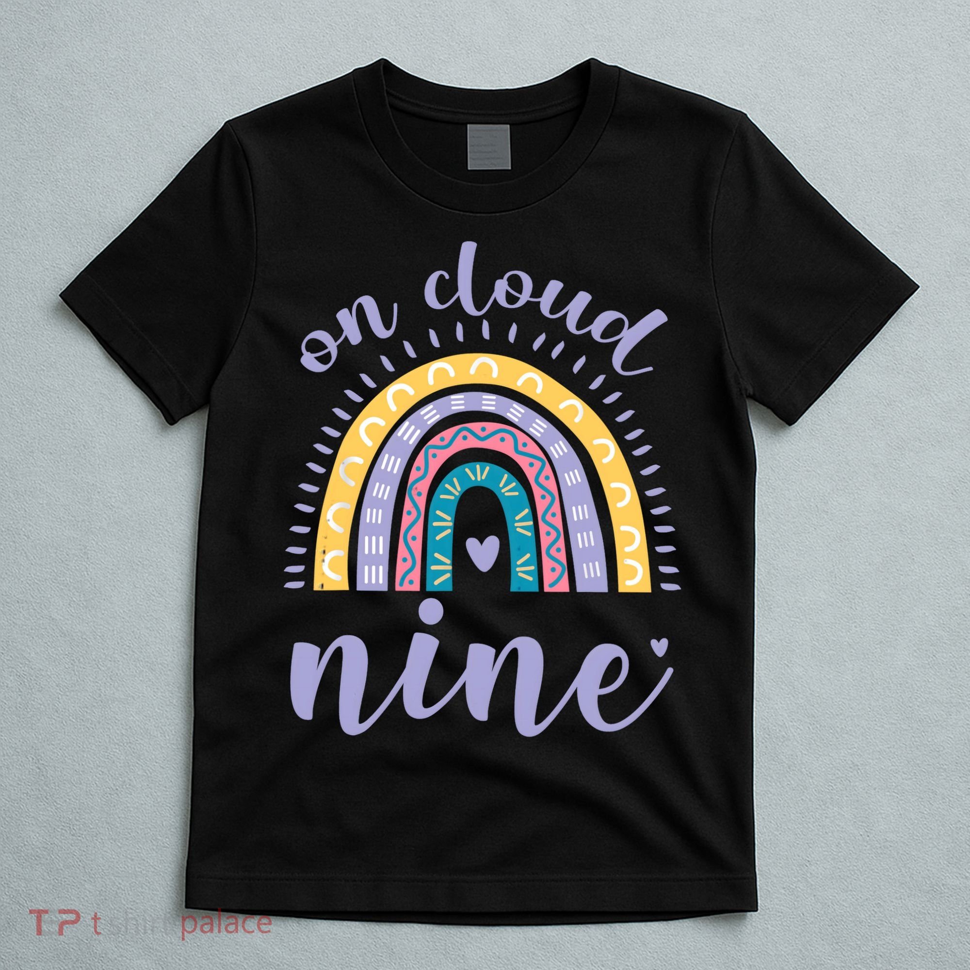 On Cloud Nine 9th Birthday 9 Years Old Rainbow T-Shirt