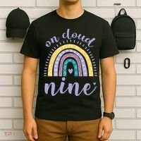 On Cloud Nine 9th Birthday 9 Years Old Rainbow T-Shirt thumb 6