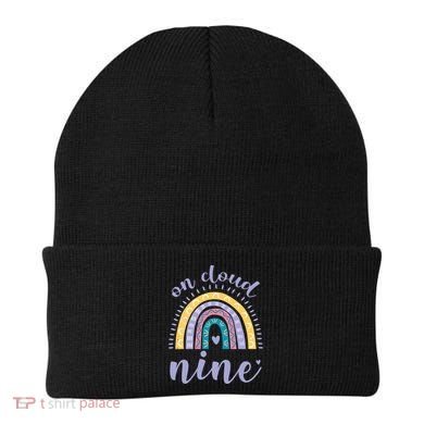 On Cloud Nine 9th Birthday 9 Years Old Rainbow Beanie
