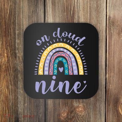 On Cloud Nine 9th Birthday 9 Years Old Rainbow Coaster