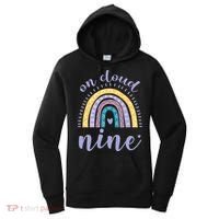 On Cloud Nine 9th Birthday 9 Years Old Rainbow Women's Hoodie thumb 0