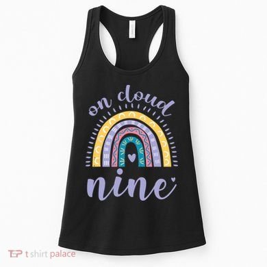 On Cloud Nine 9th Birthday 9 Years Old Rainbow Women's Tank Top