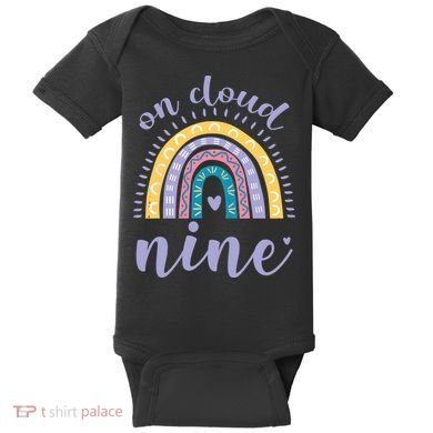 On Cloud Nine 9th Birthday 9 Years Old Rainbow Baby Bodysuit