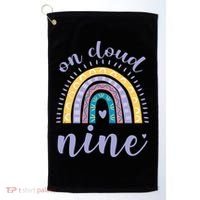 On Cloud Nine 9th Birthday 9 Years Old Rainbow Golf Towel thumb 0