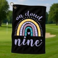 On Cloud Nine 9th Birthday 9 Years Old Rainbow Golf Towel thumb 1