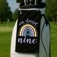On Cloud Nine 9th Birthday 9 Years Old Rainbow Golf Towel thumb 2