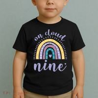 On Cloud Nine 9th Birthday 9 Years Old Rainbow Toddler T-Shirt thumb 2