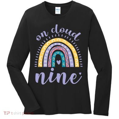 On Cloud Nine 9th Birthday 9 Years Old Rainbow Women's Long Sleeve Shirt