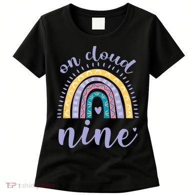 On Cloud Nine 9th Birthday 9 Years Old Rainbow Women's T-Shirt