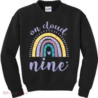 On Cloud Nine 9th Birthday 9 Years Old Rainbow Kids Sweatshirt thumb 0