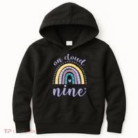 On Cloud Nine 9th Birthday 9 Years Old Rainbow Kids Hoodie thumb 0