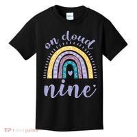On Cloud Nine 9th Birthday 9 Years Old Rainbow Kids T-Shirt thumb 0