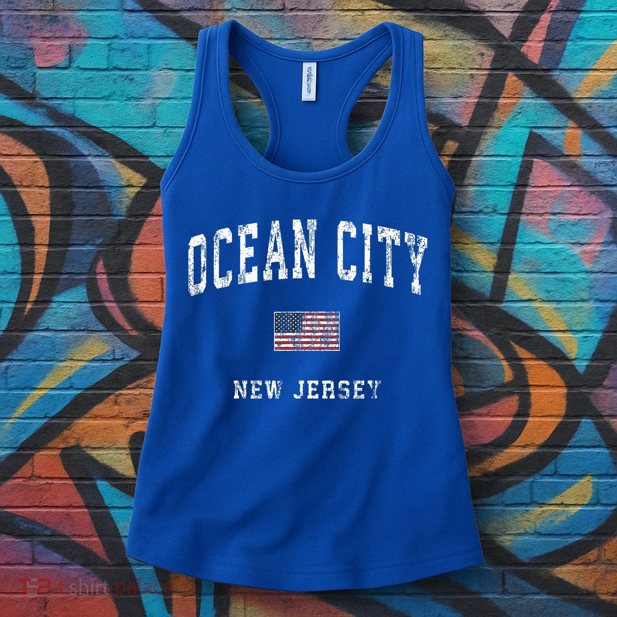 Ocean City New Jersey Nj American Flag Sports Women's Tank Top