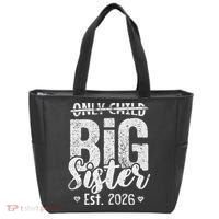 Only Child No More Big Sister EST 2026 Tote Bag thumb 0