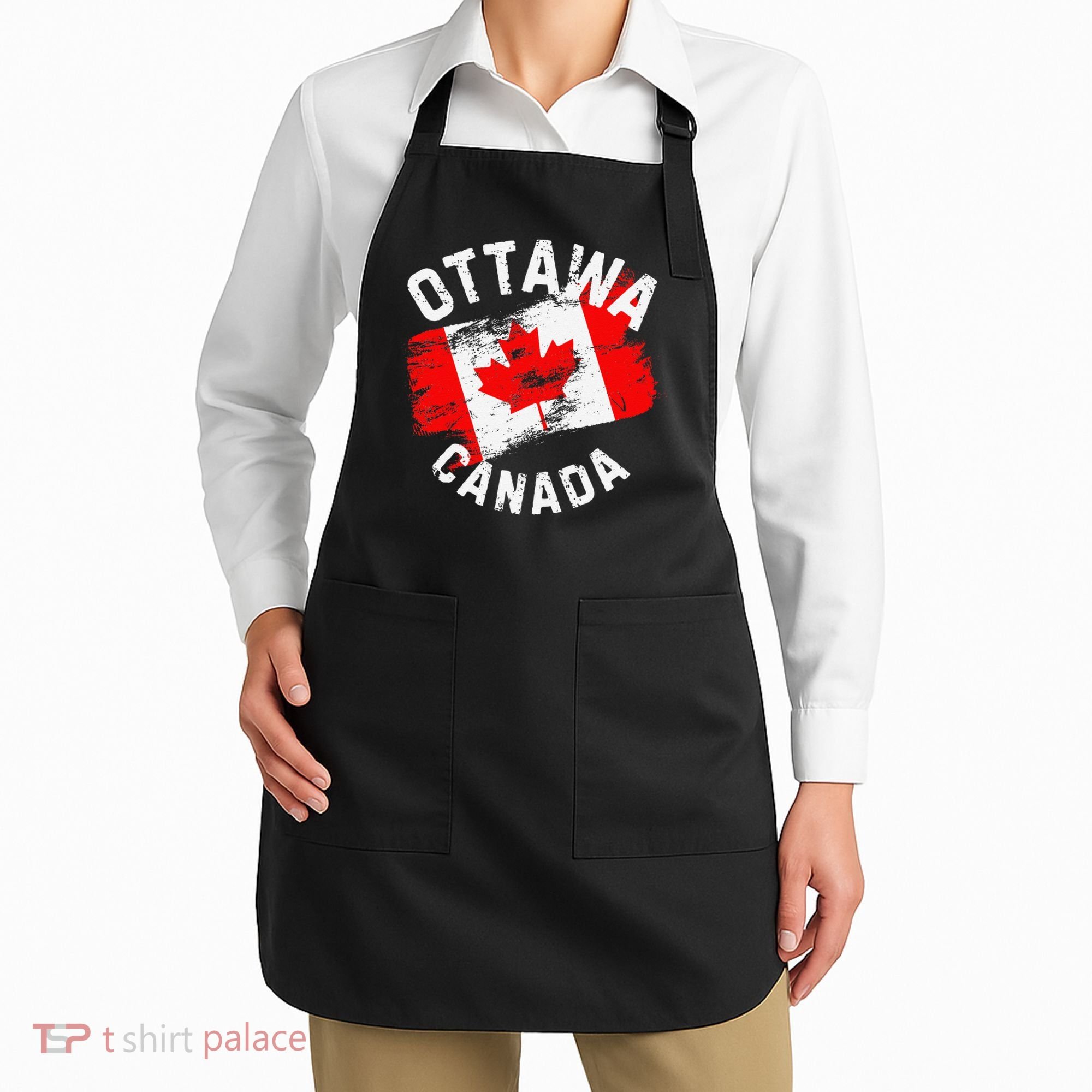 Ottawa Canada Ontario Canadian Maple Leaf Flag Apron