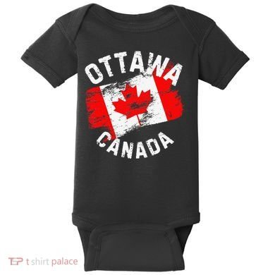 Ottawa Canada Ontario Canadian Maple Leaf Flag Baby Bodysuit