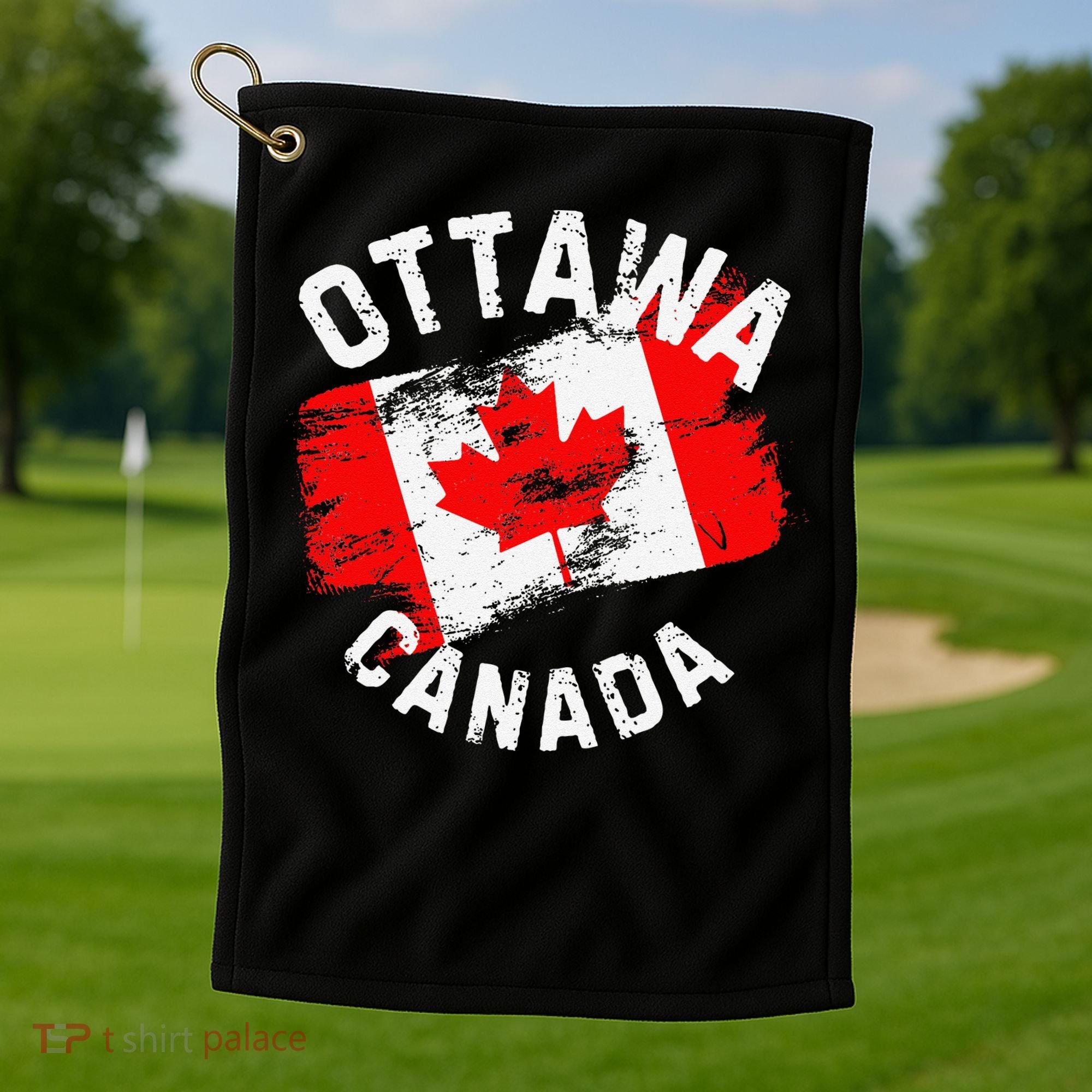 Ottawa Canada Ontario Canadian Maple Leaf Flag Golf Towel