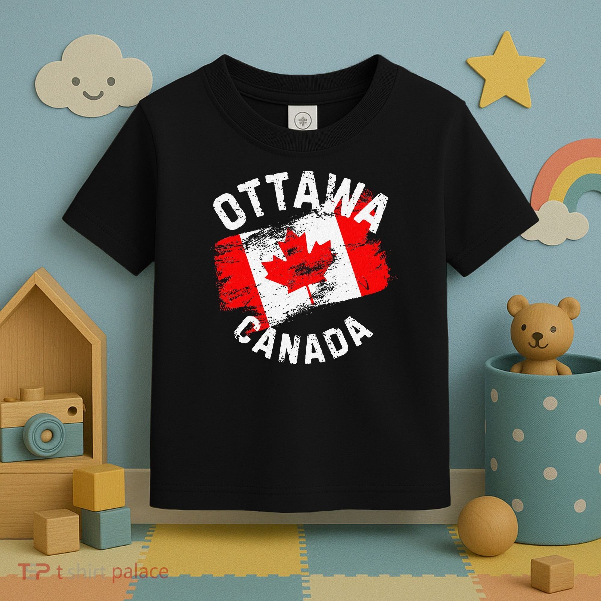 Ottawa Canada Ontario Canadian Maple Leaf Flag Toddler T-Shirt