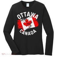 Ottawa Canada Ontario Canadian Maple Leaf Flag Women's Long Sleeve Shirt thumb 0