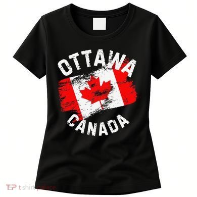 Ottawa Canada Ontario Canadian Maple Leaf Flag Women's T-Shirt