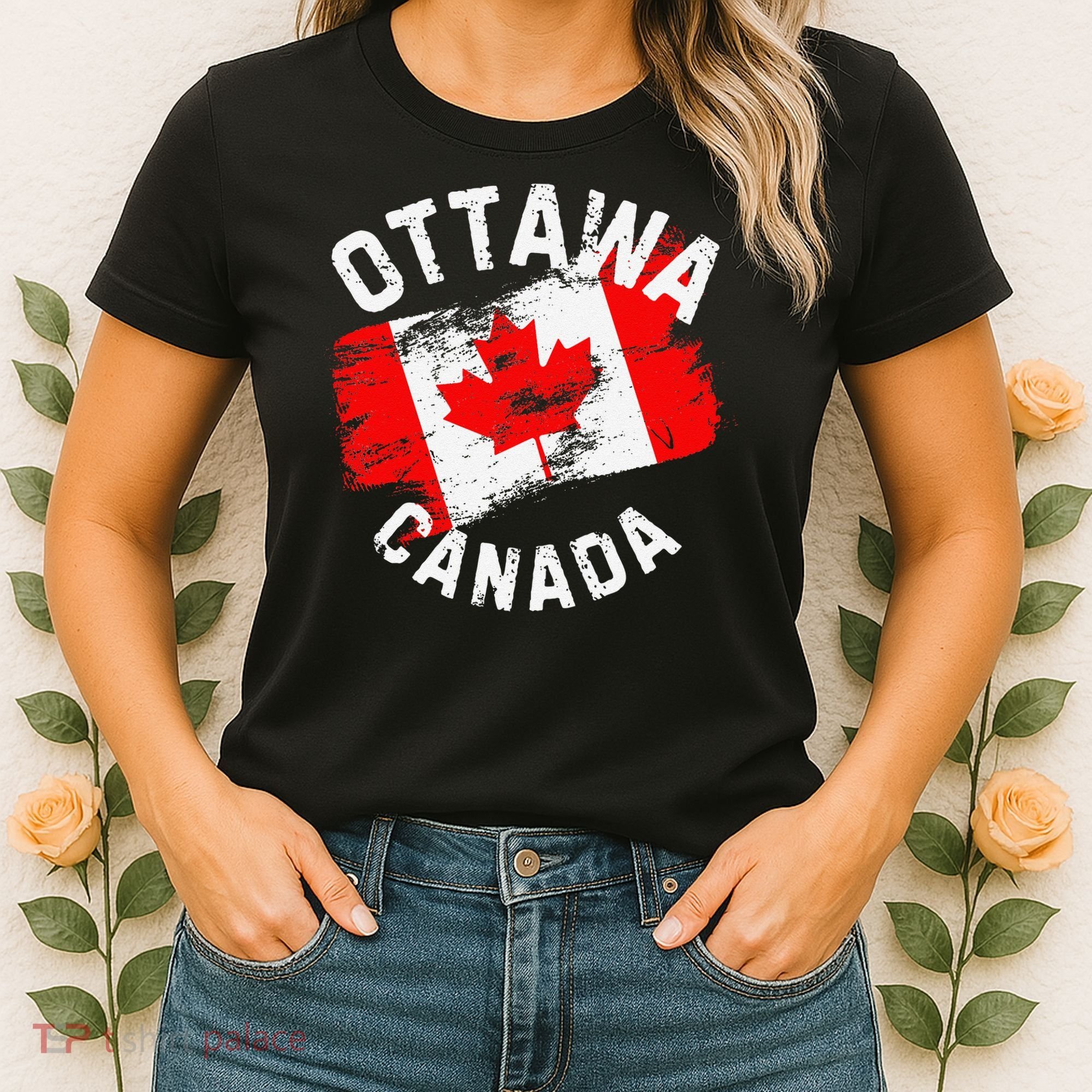 Ottawa Canada Ontario Canadian Maple Leaf Flag Women's T-Shirt