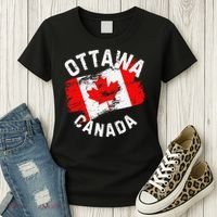 Ottawa Canada Ontario Canadian Maple Leaf Flag Women's T-Shirt thumb 3