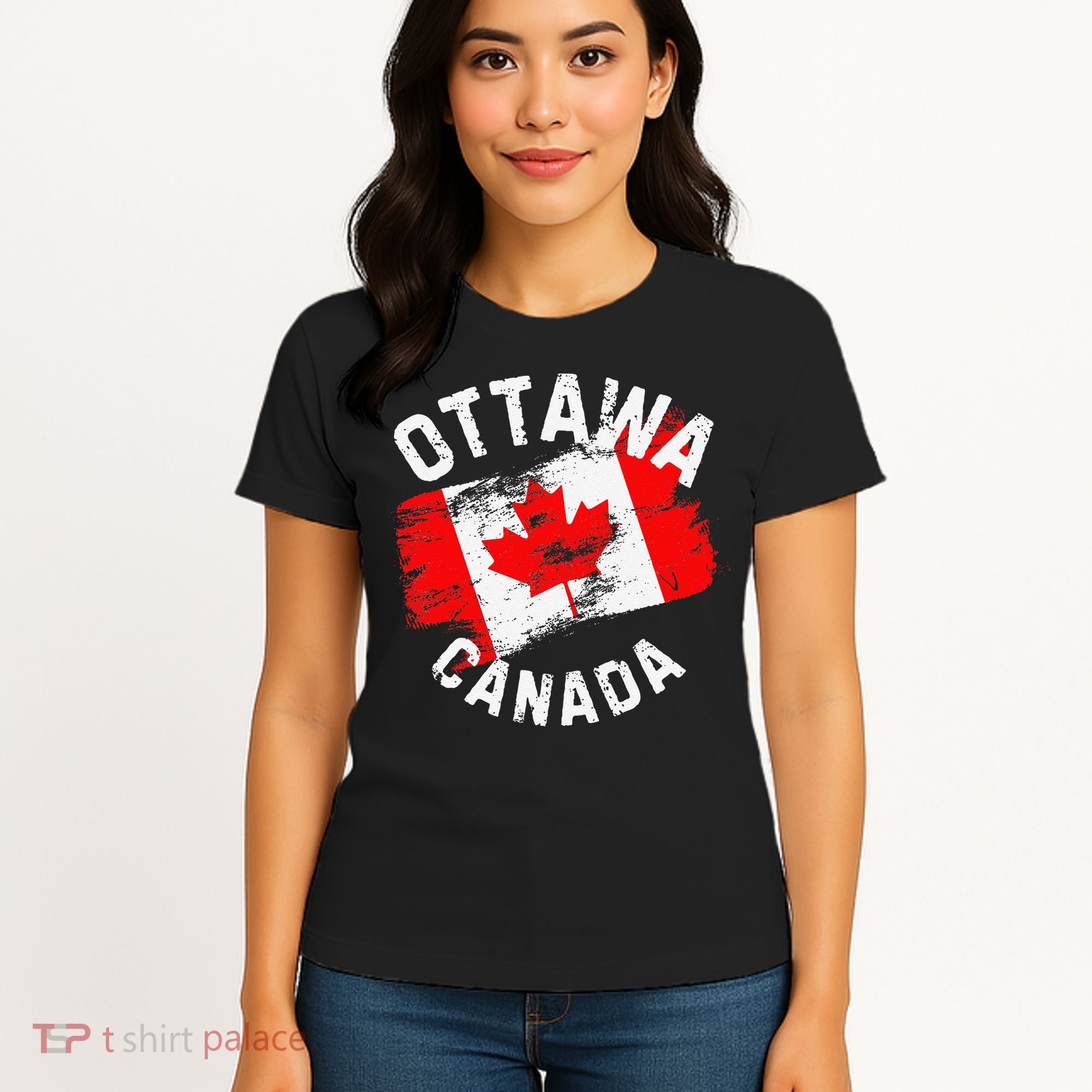Ottawa Canada Ontario Canadian Maple Leaf Flag Women's T-Shirt
