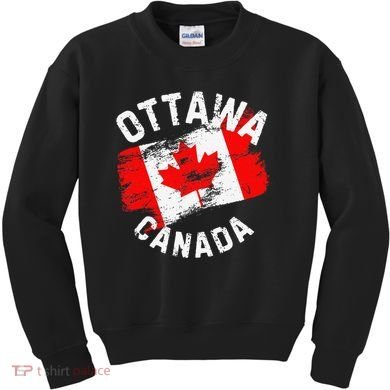 Ottawa Canada Ontario Canadian Maple Leaf Flag Kids Sweatshirt