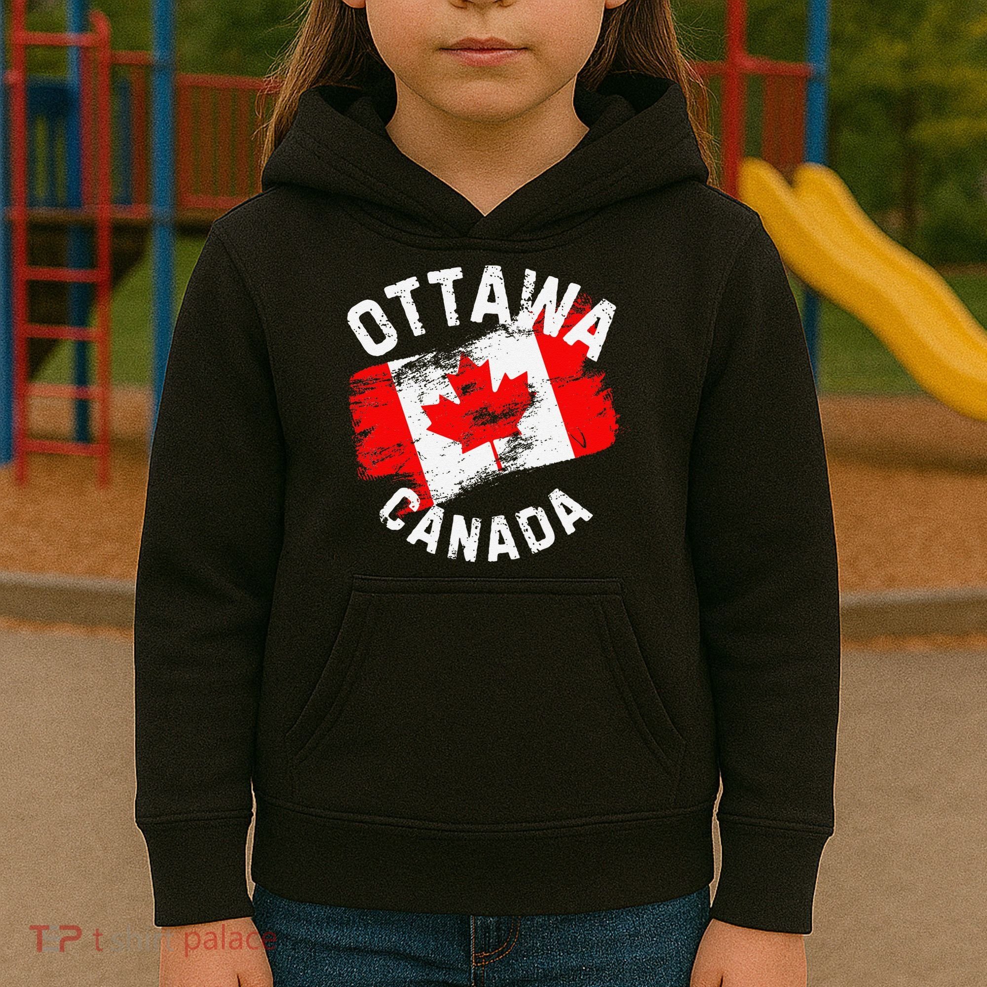 Ottawa Canada Ontario Canadian Maple Leaf Flag Kids Hoodie