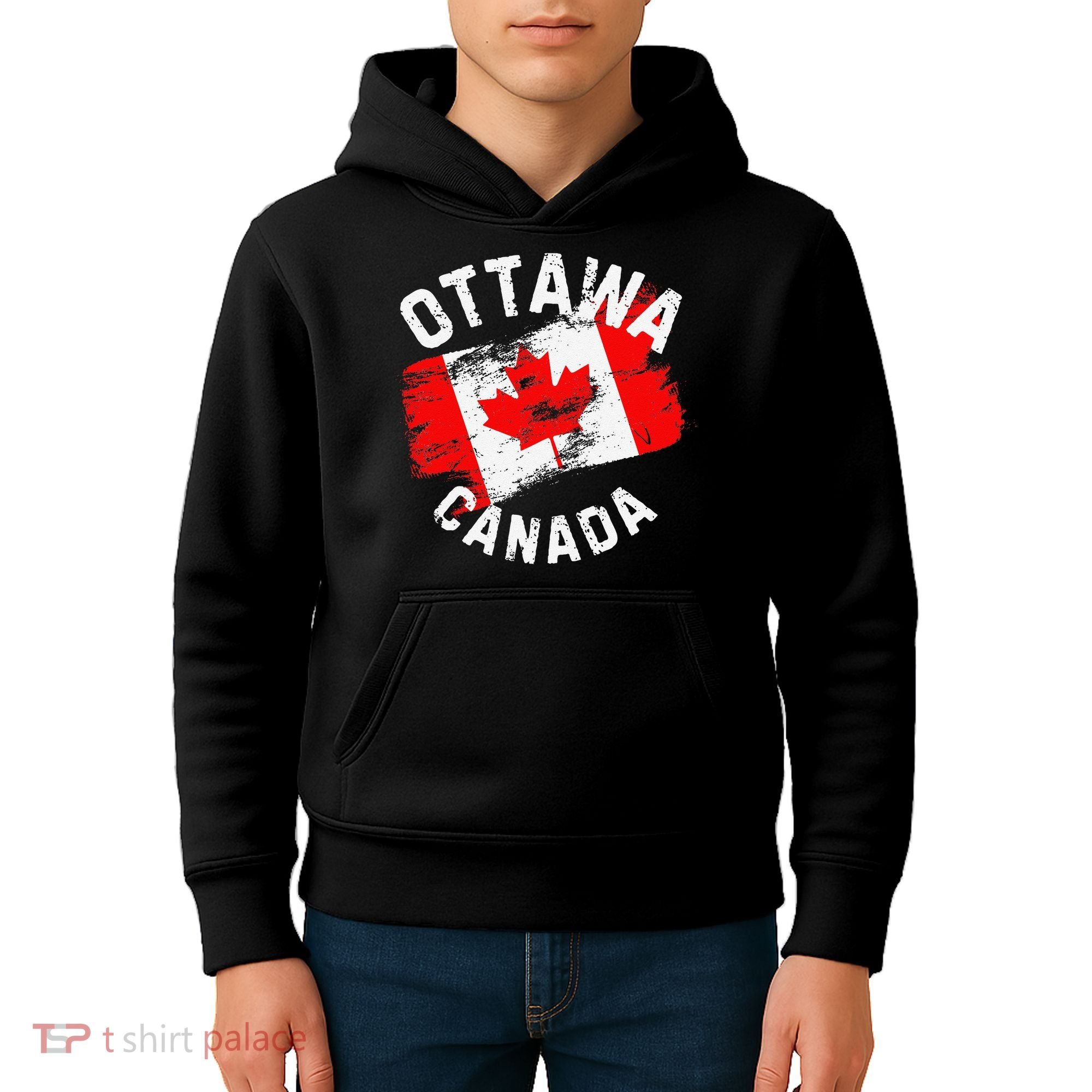 Ottawa Canada Ontario Canadian Maple Leaf Flag Kids Hoodie