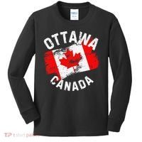 Ottawa Canada Ontario Canadian Maple Leaf Flag Kids Long Sleeve Shirt thumb 0