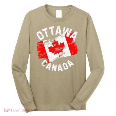 Ottawa Canada Ontario Canadian Maple Leaf Flag Long Sleeve Shirt
