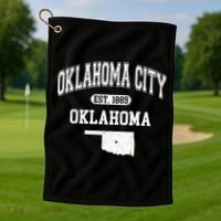 Oklahoma City Oklahoma Est 1889 Varsity Golf Towel thumb 1