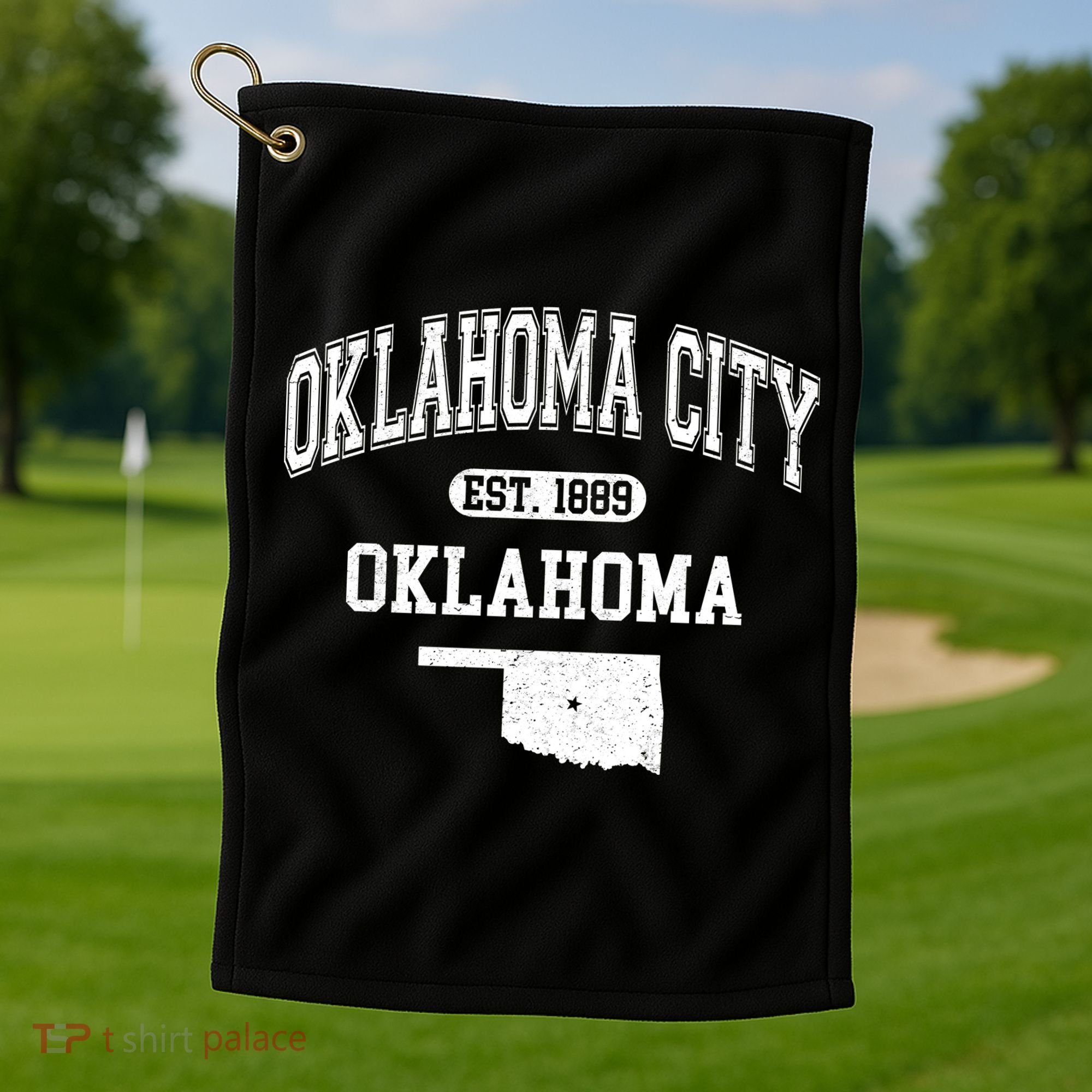 Oklahoma City Oklahoma Est 1889 Varsity Golf Towel