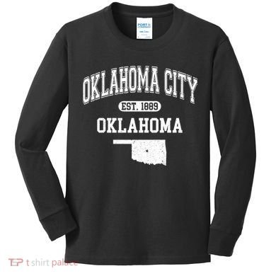Oklahoma City Oklahoma Est 1889 Varsity Kids Long Sleeve Shirt