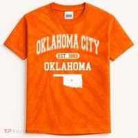 Oklahoma City Oklahoma Est 1889 Varsity Kids Tie-Dye T-Shirt thumb 0